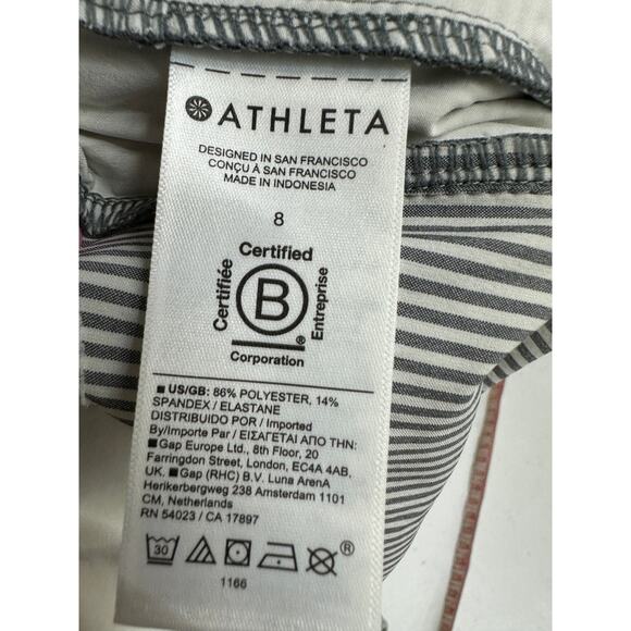 Athleta Womens Brooklyn Mid Rise Ankle Pant Size 8 Gray Striped Pull On Stretch - Picture 7 of 7